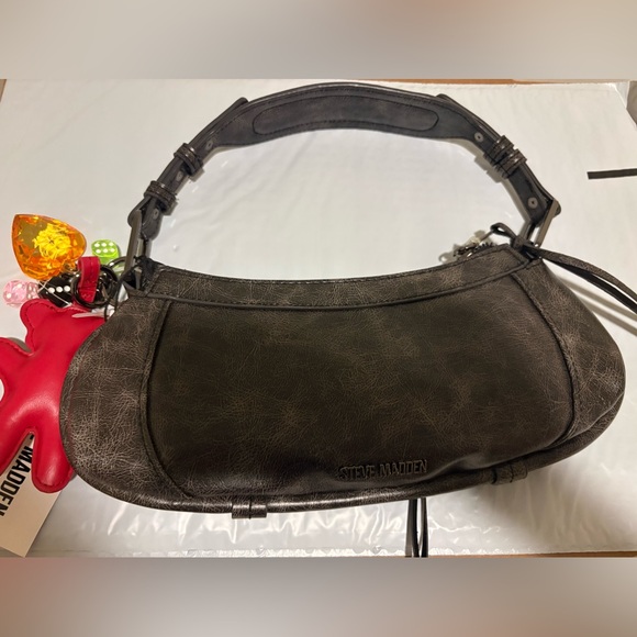 Steve Madden Charcoal Shoulder Bag with Red Charm - Picture 6 of 6